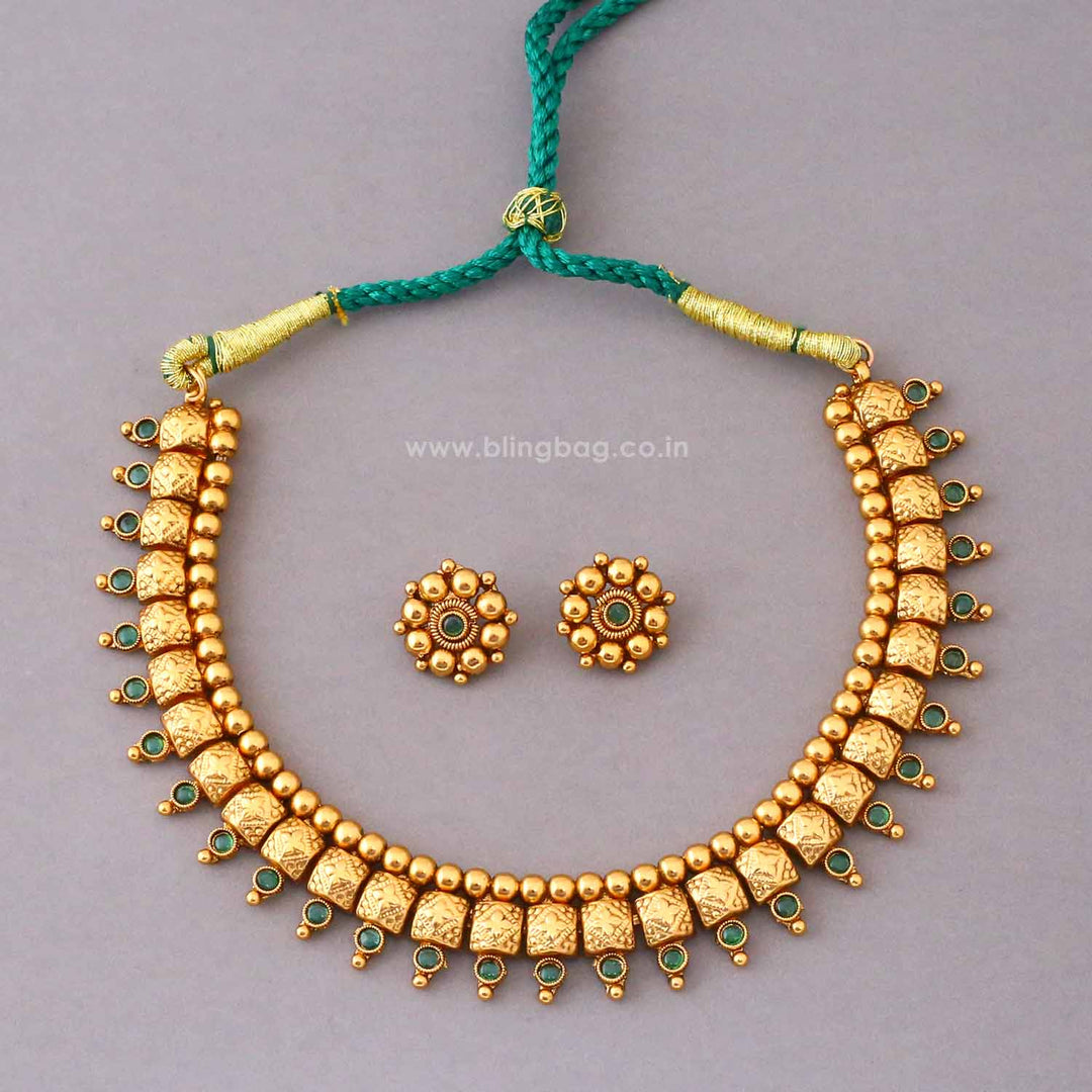 Emerald Ketaki Antique Jewellery Set- New Arrival