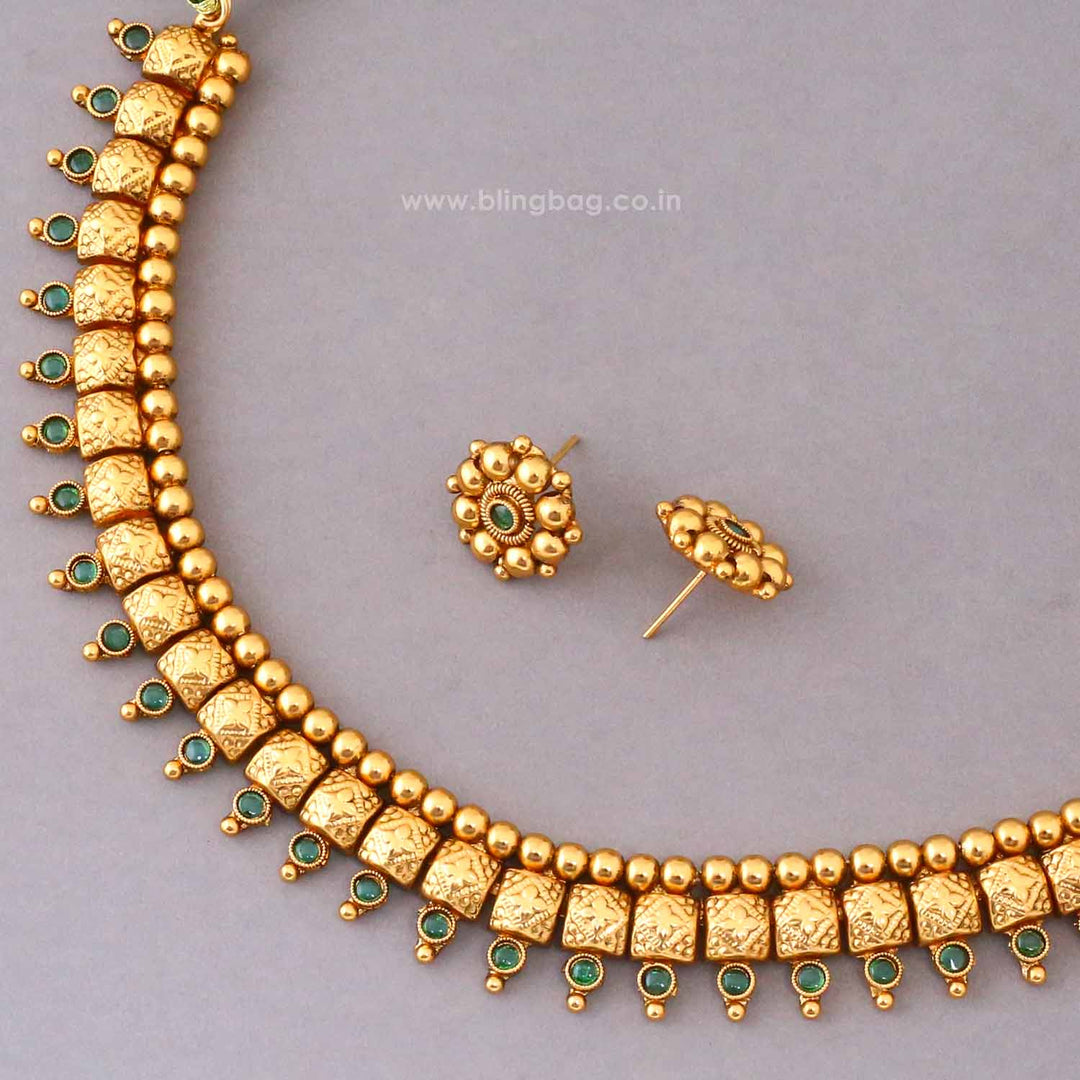 Emerald Ketaki Antique Jewellery Set- New Arrival