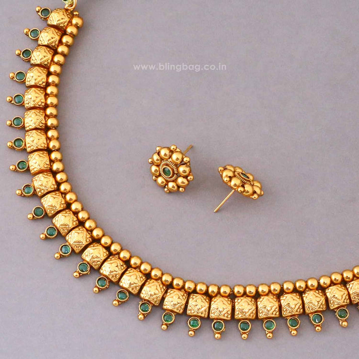 Emerald Ketaki Antique Jewellery Set- New Arrival