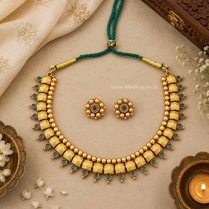 Emerald Ketaki Antique Jewellery Set- New Arrival