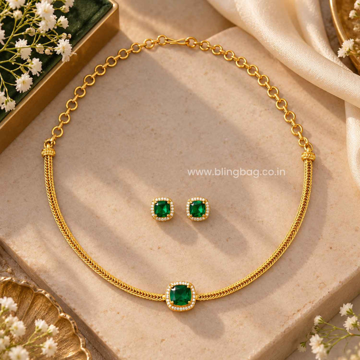Emerald Krisha Antique Jewellery Set- New Arrival