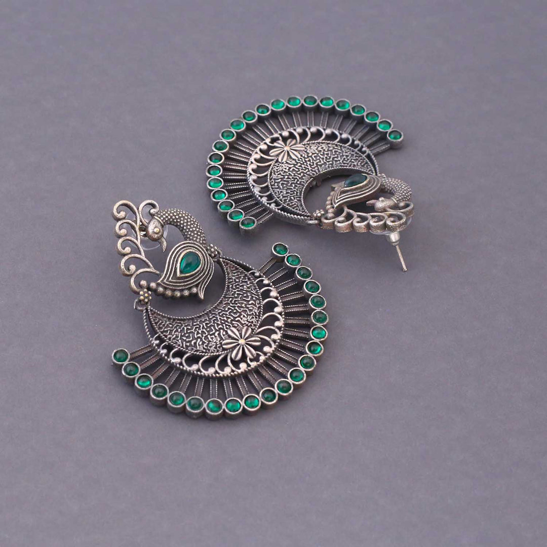 Emerald Krishani Oxidised Chandbalis