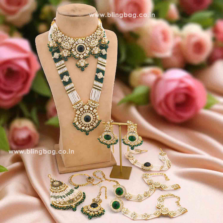 Emerald Kshirja  Kundan Bridal Jewellery Set