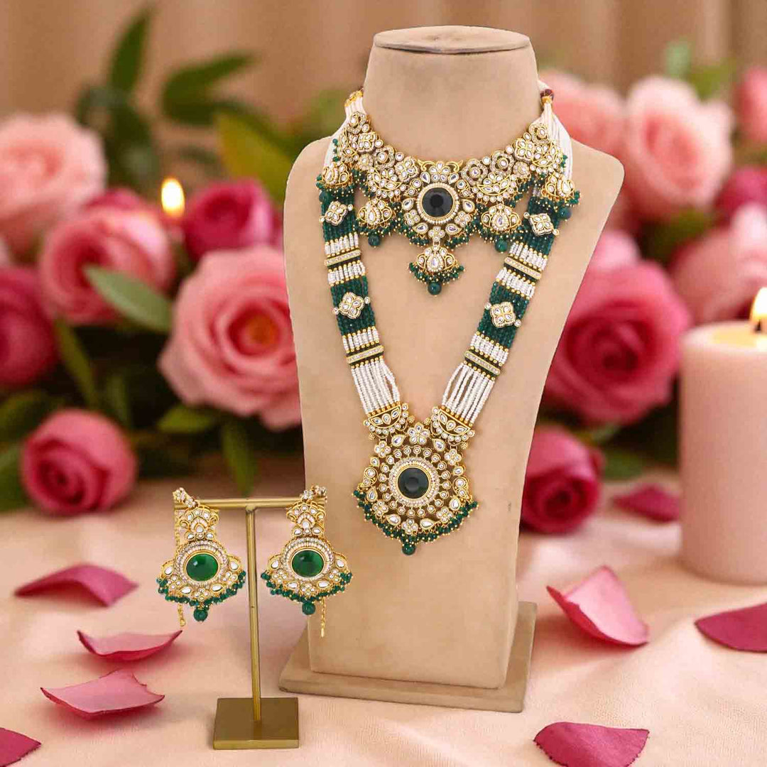 Emerald Kshirja  Kundan Bridal Jewellery Set