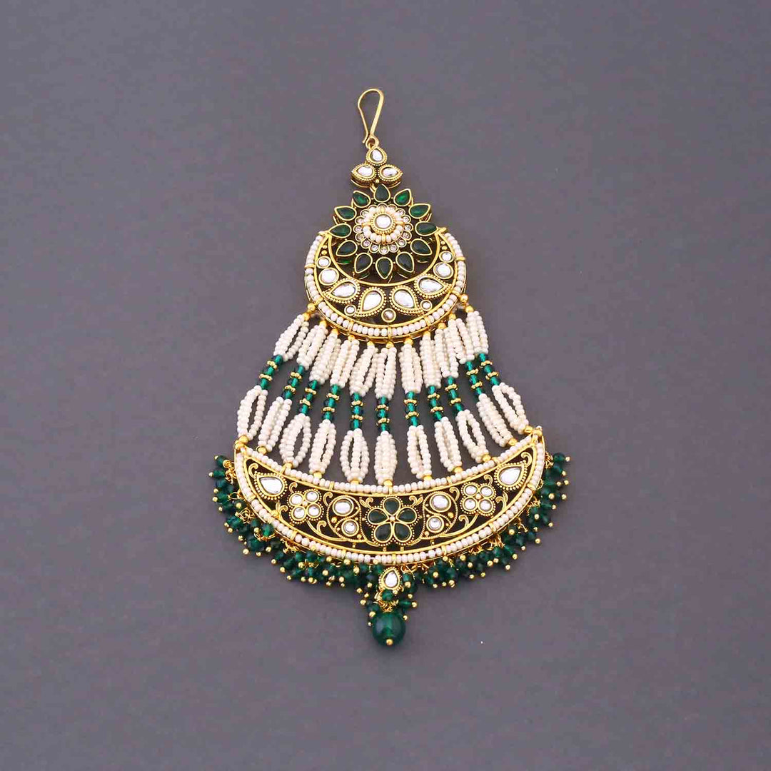 Emerald Kshirja  Kundan Bridal Jewellery Set