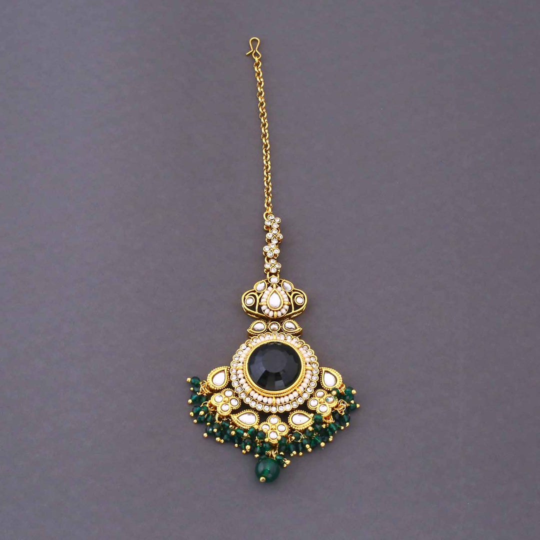 Emerald Kshirja  Kundan Bridal Jewellery Set