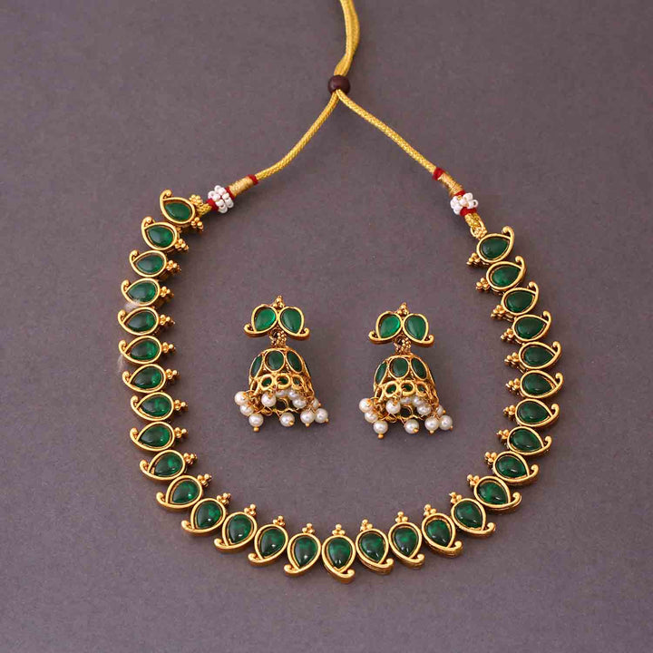Emerald Kumuda Antique Jewellery Set- New Arrival