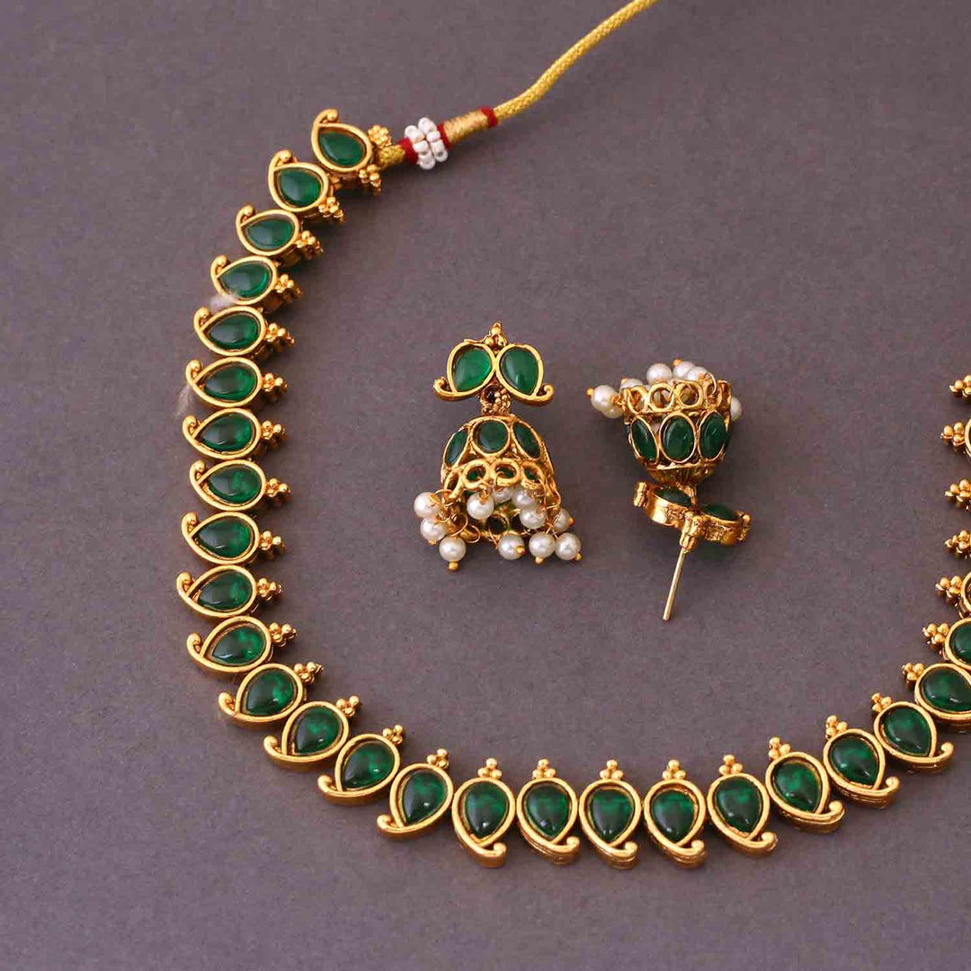 Emerald Kumuda Antique Jewellery Set- New Arrival