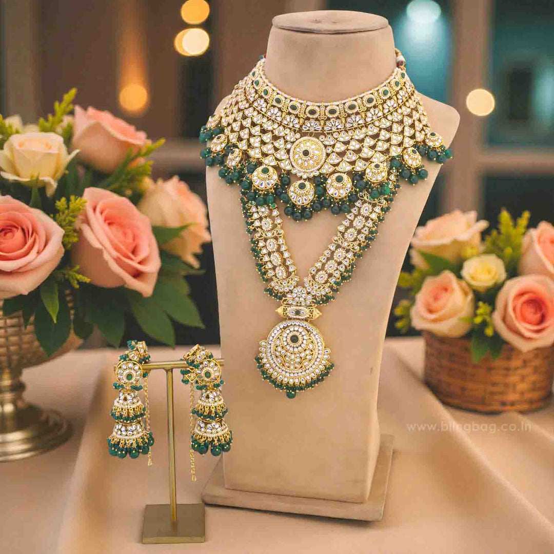 Emerald Lavika Kundan Bridal Jewellery Set