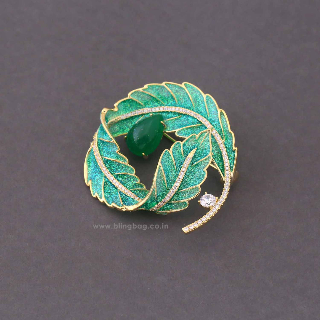 Emerald Leaf Brooch