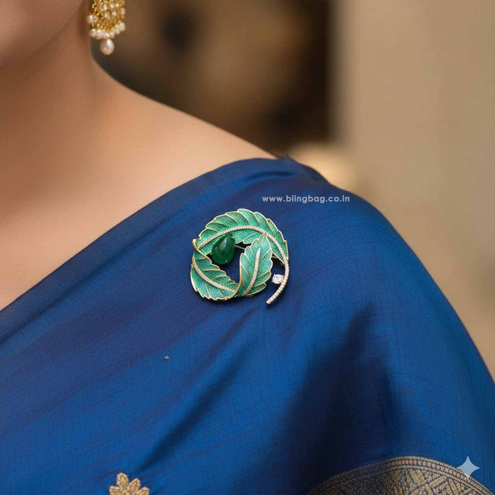 Emerald Leaf Brooch