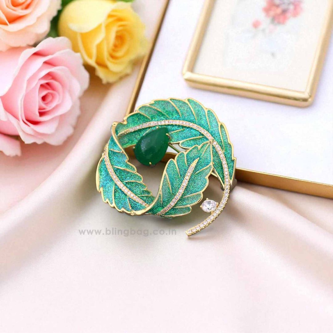 Emerald Leaf Brooch
