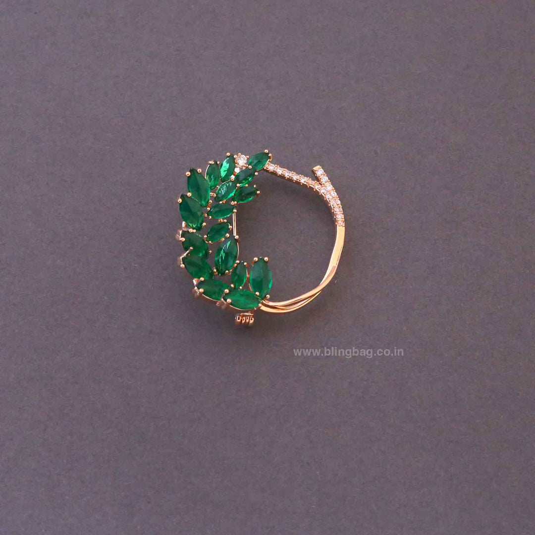 Emerald Leaf Crown Brooch