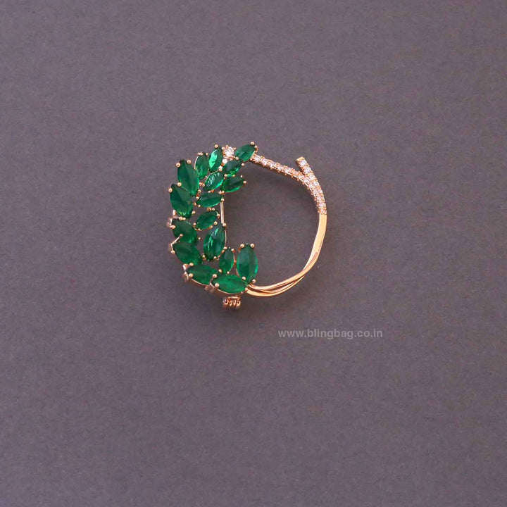 Emerald Leaf Crown Brooch