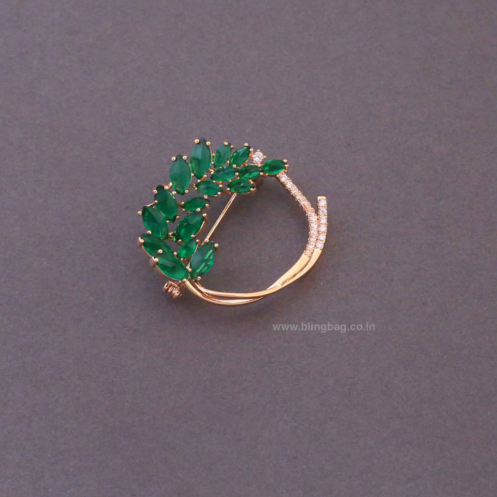 Emerald Leaf Crown Brooch