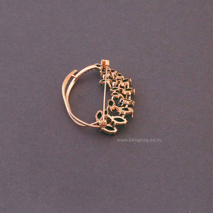 Emerald Leaf Crown Brooch