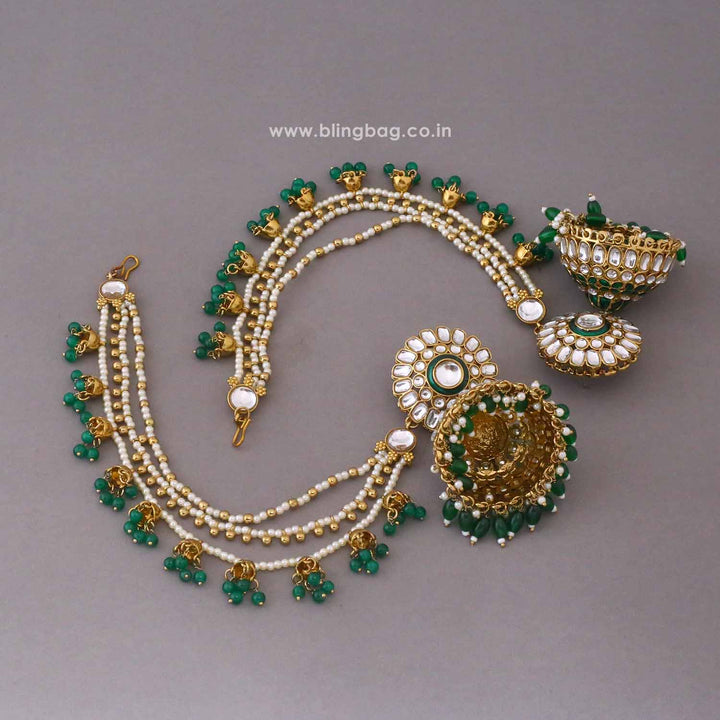 Emerald Leher Sahara Jhumkis