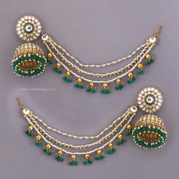 Emerald Leher Sahara Jhumkis
