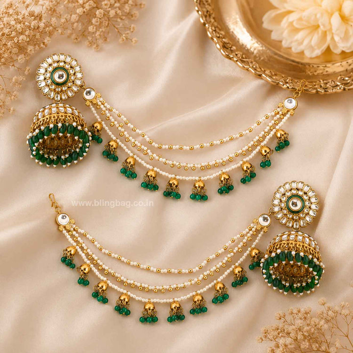 Emerald Leher Sahara Jhumkis