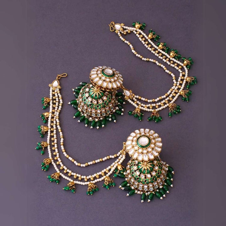 Emerald Leher Sahara Jhumkis