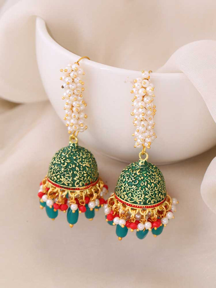 Emerald Lekha Jhumkis