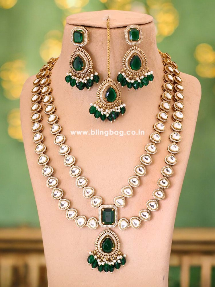 Emerald Lexi Kundan Jewellery Set