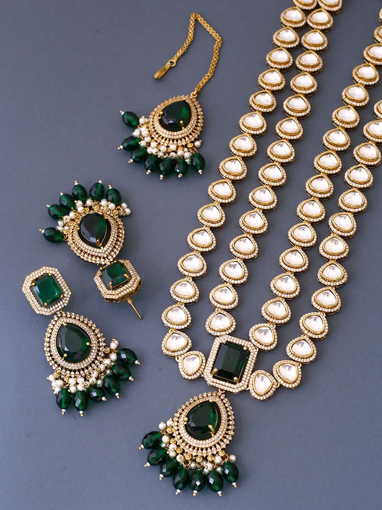 Emerald Lexi Kundan Jewellery Set