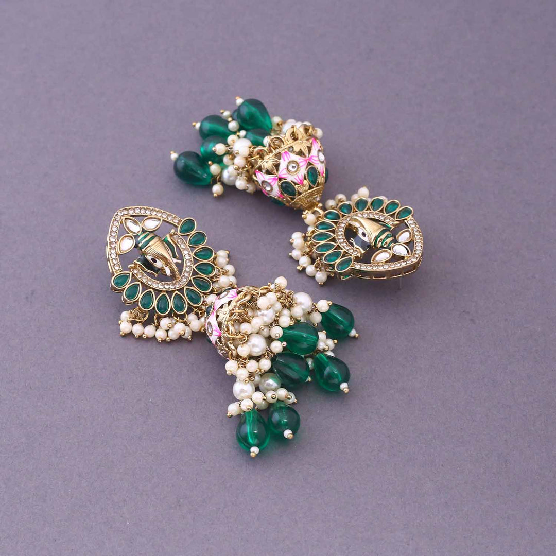Emerald Madhumita Jhumkis