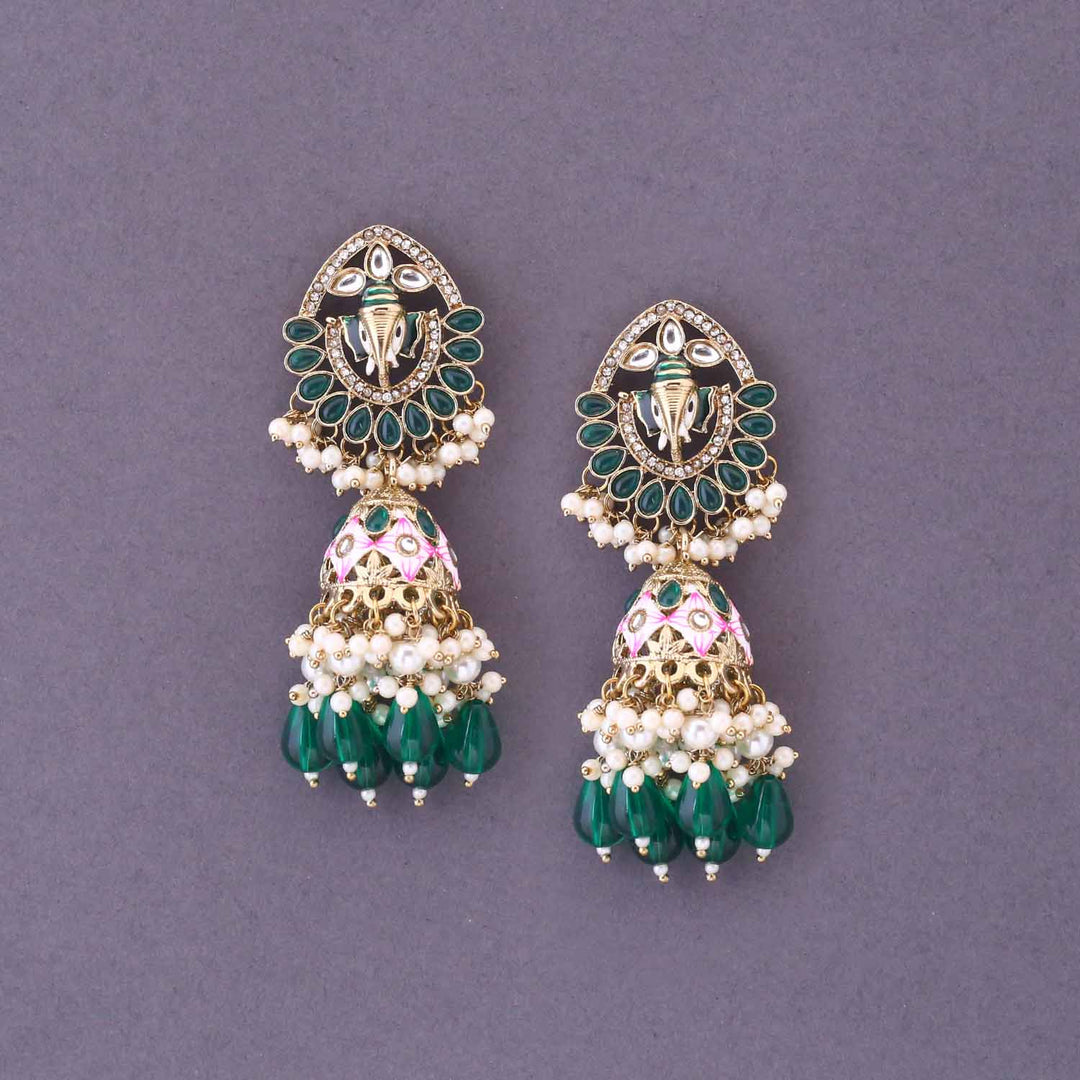 Emerald Madhumita Jhumkis