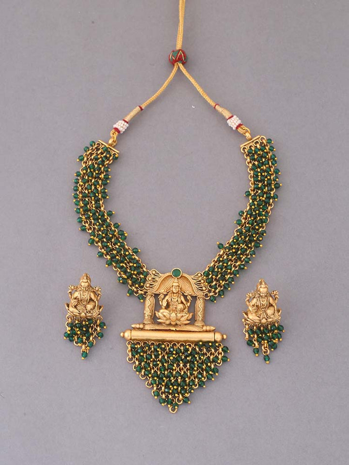 Emerald Mahabhakti Temple Jewellery Set