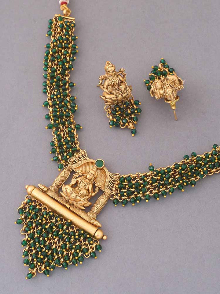 Emerald Mahabhakti Temple Jewellery Set