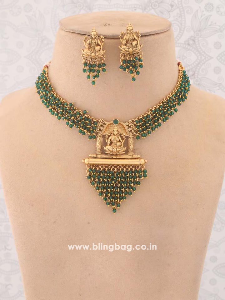 Emerald Mahabhakti Temple Jewellery Set