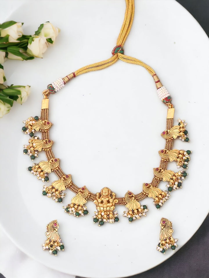 Emerald Mahakali Temple Jewellery Set