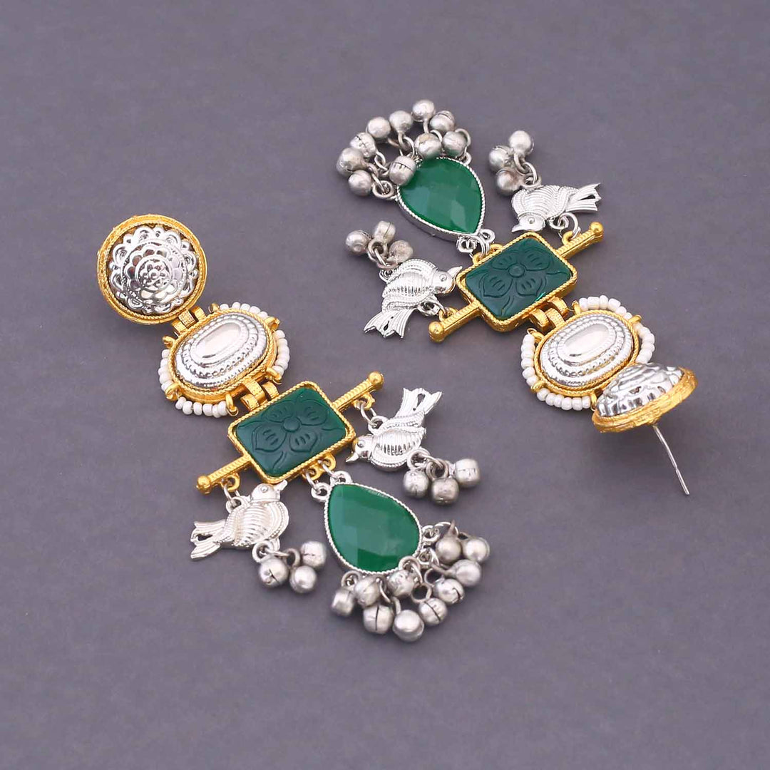 Emerald Mahira Oxidised Danglers