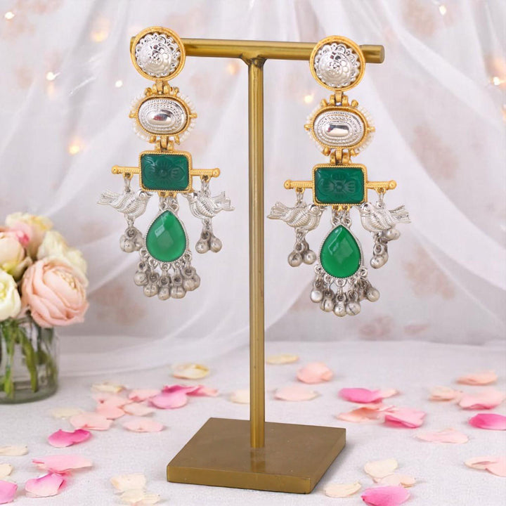 Emerald Mahira Oxidised Danglers