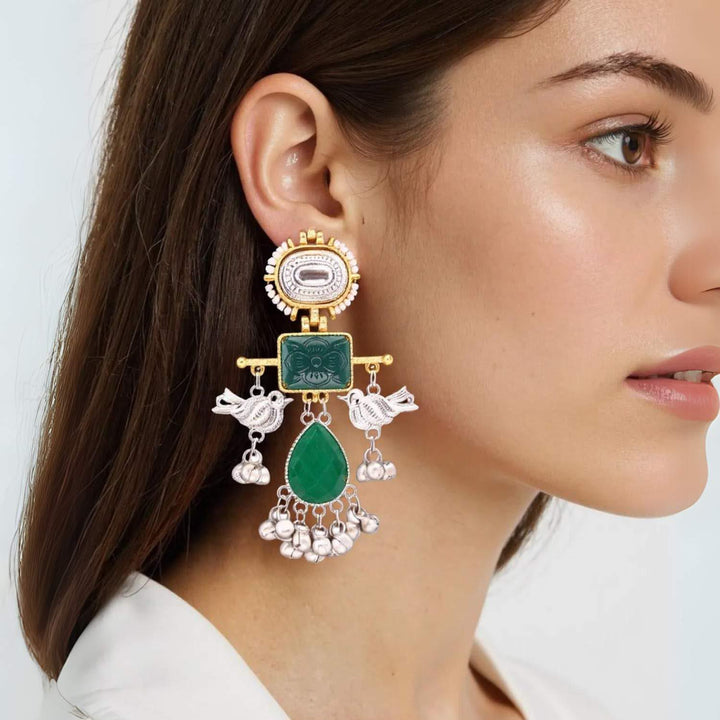 Emerald Mahira Oxidised Danglers