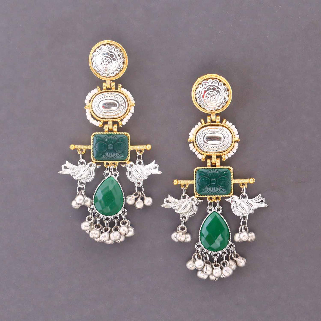 Emerald Mahira Oxidised Danglers