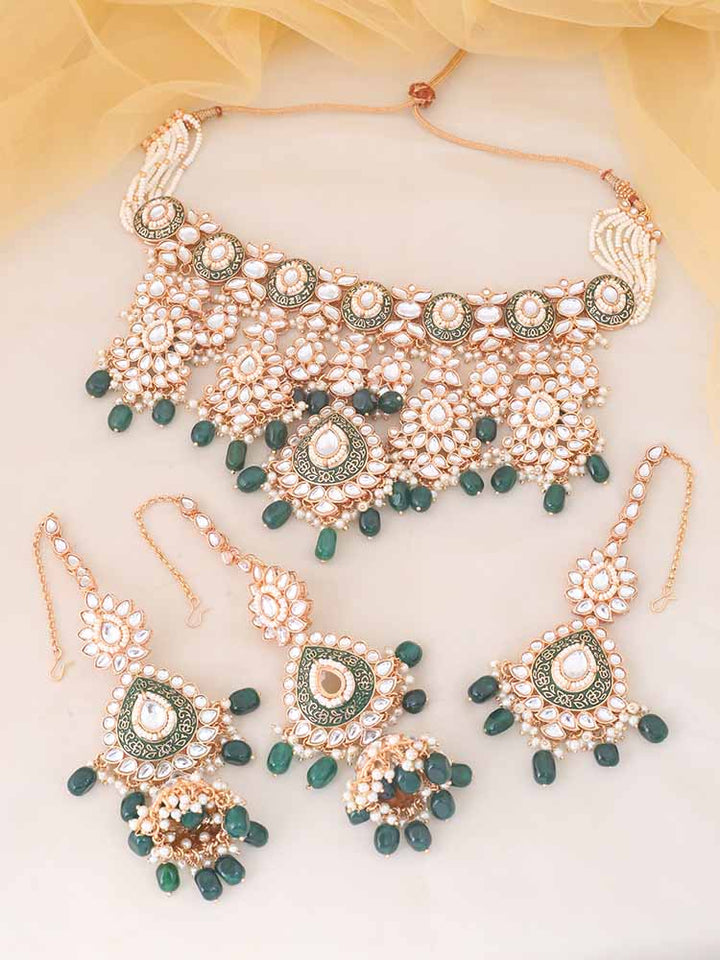 Emerald Maithili Jewellery Set
