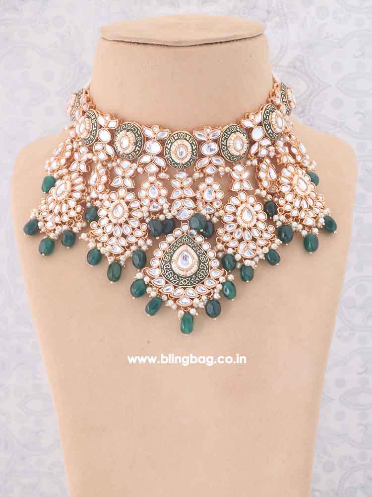 Emerald Maithili Jewellery Set