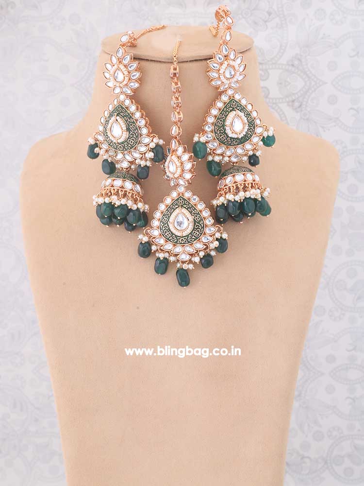 Emerald Maithili Jewellery Set