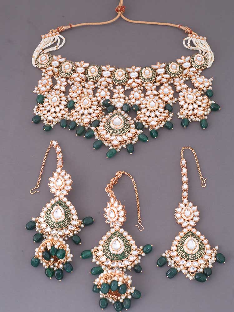 Emerald Maithili Jewellery Set