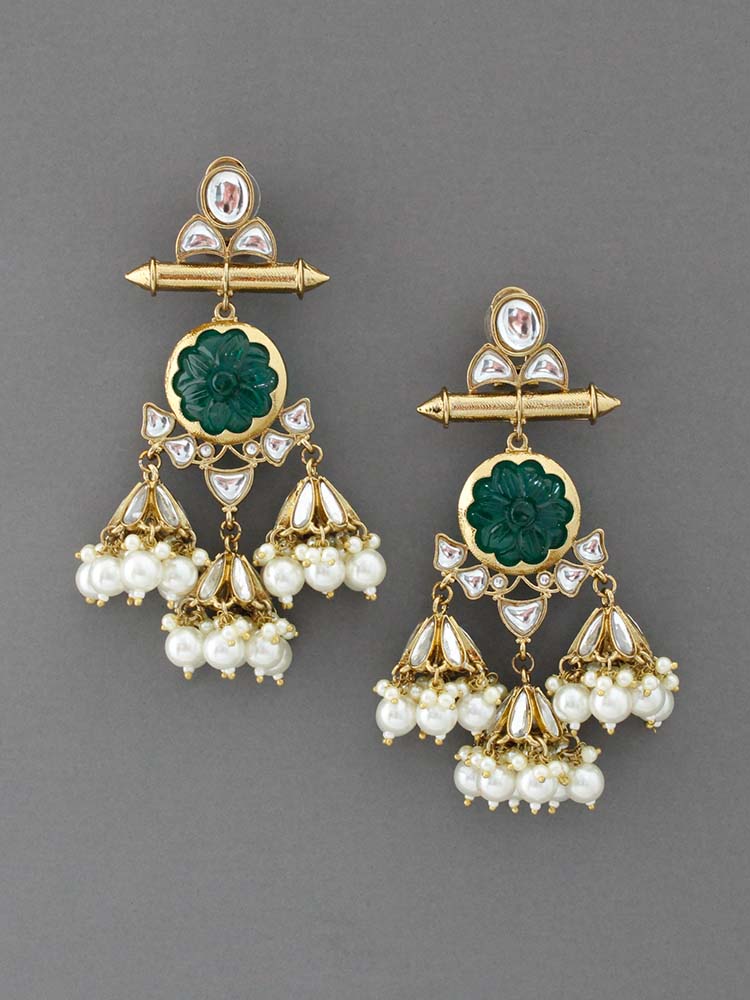 Emerald Manjusri Jhumkis