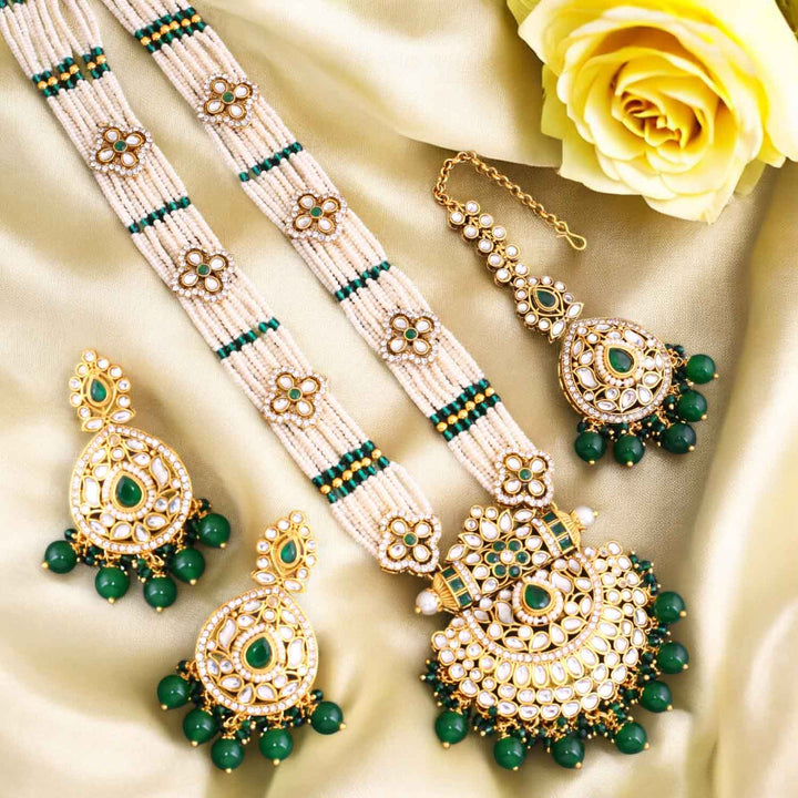 Emerald Mansi Kundan Jewellery Set