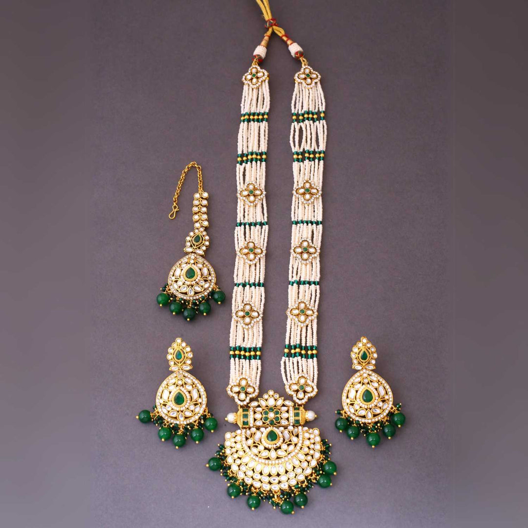 Emerald Mansi Kundan Jewellery Set