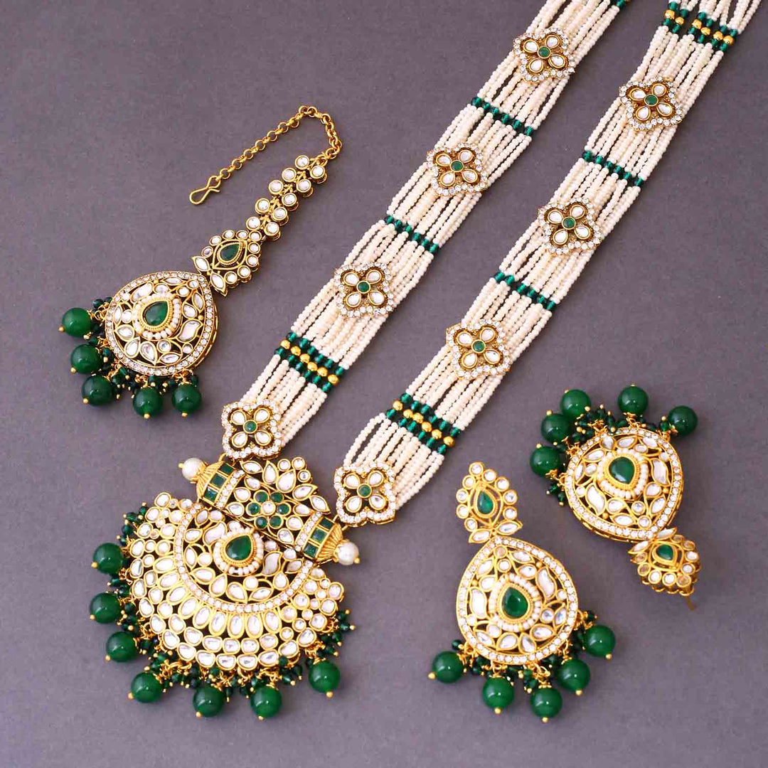 Emerald Mansi Kundan Jewellery Set