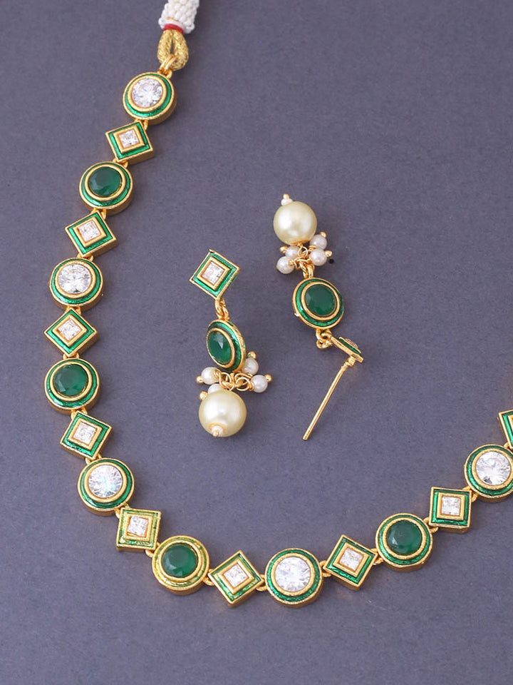 Emerald Mansvi Kundan Jewellery Set