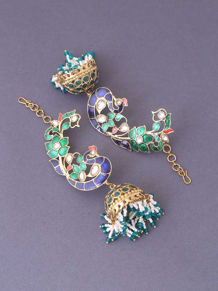 Emerald Mayuar Jhumkis