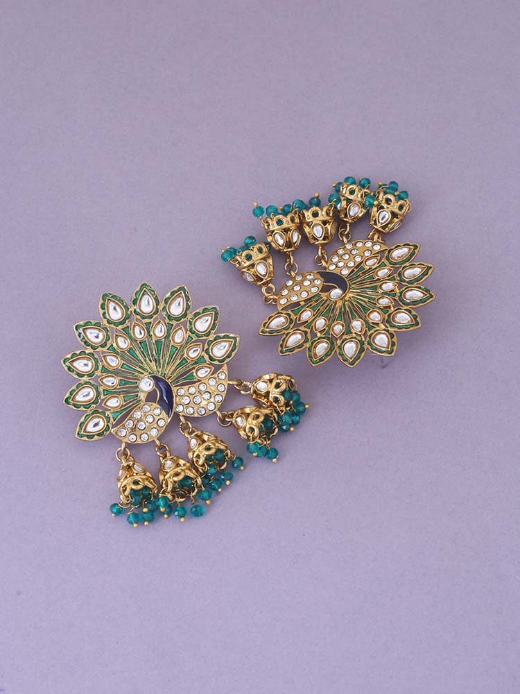 Emerald Mayur Ethnic Jhumkis