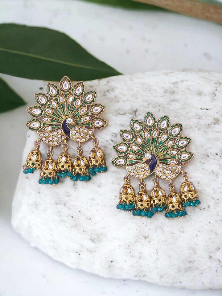 Emerald Mayur Ethnic Jhumkis
