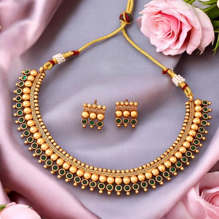 Emerald Meghana Antique Jewellery Set - New Arrival